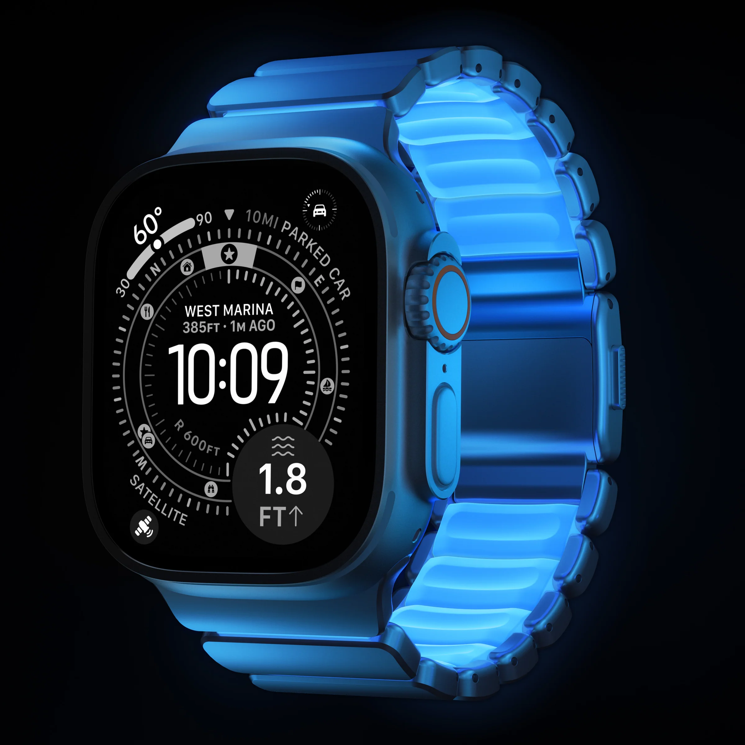 Ремінець Nomad Stratos Band Natural Hardware для Apple Watch 46mm/49mm - Icy Blue Glow (NM009902858)