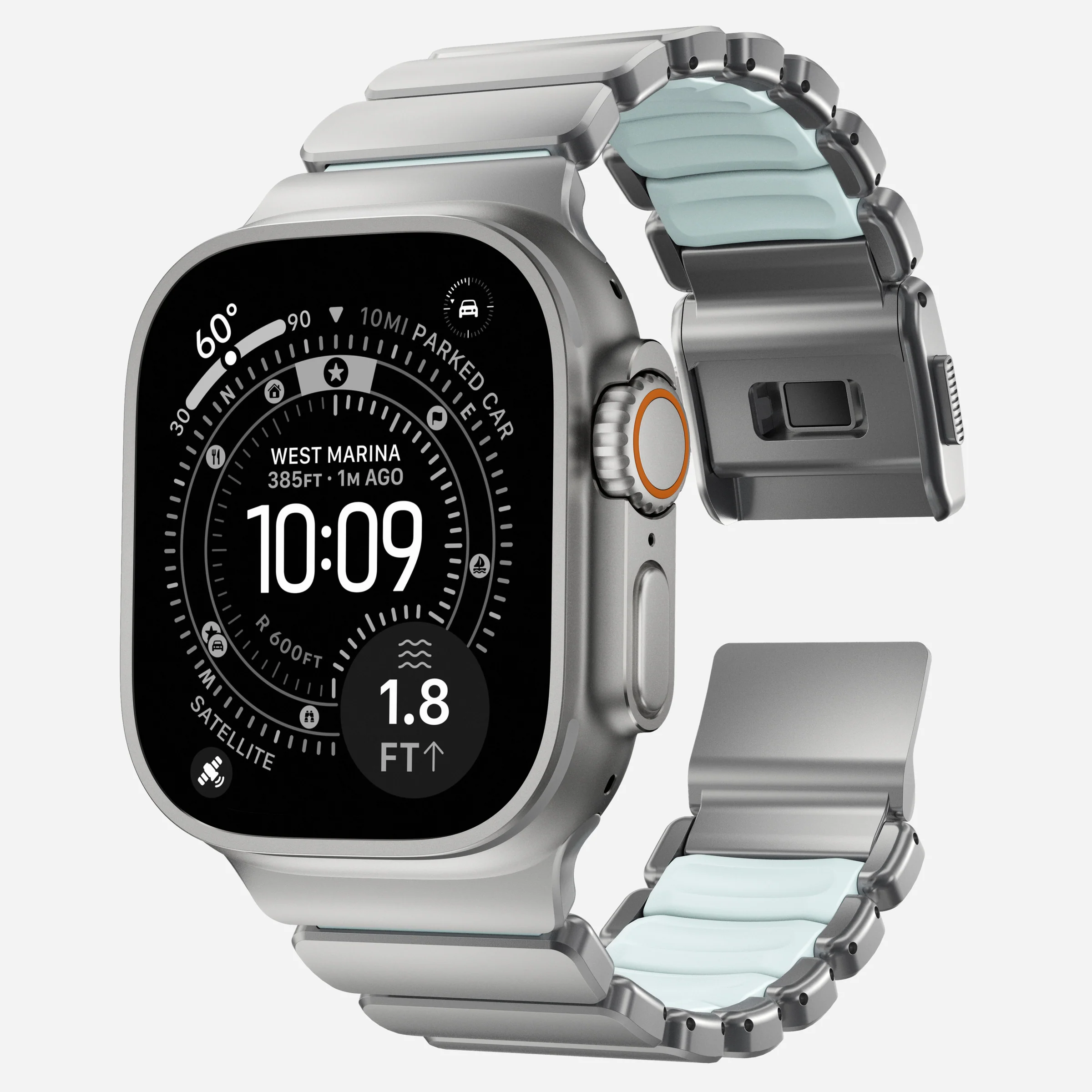 Ремінець Nomad Stratos Band Natural Hardware для Apple Watch 46mm/49mm - Icy Blue Glow (NM009902858)