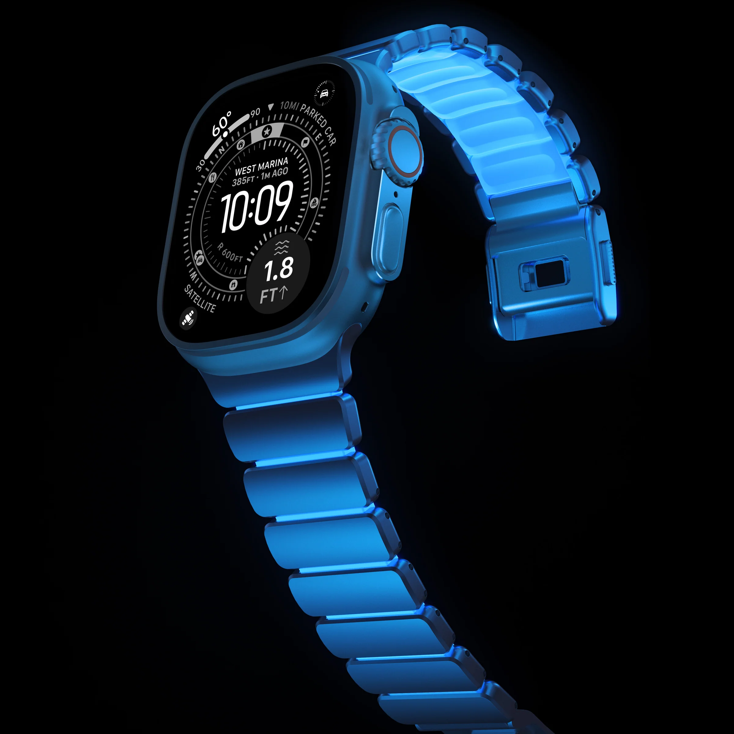 Ремінець Nomad Stratos Band Natural Hardware для Apple Watch 46mm/49mm - Icy Blue Glow (NM009902858)