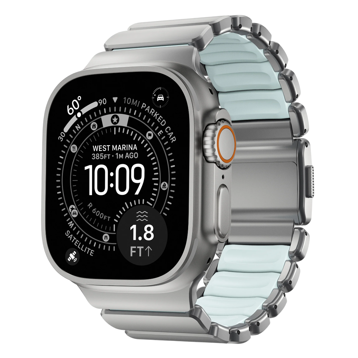 Ремінець Nomad Stratos Band Natural Hardware для Apple Watch 46mm/49mm - Icy Blue Glow (NM009902858)