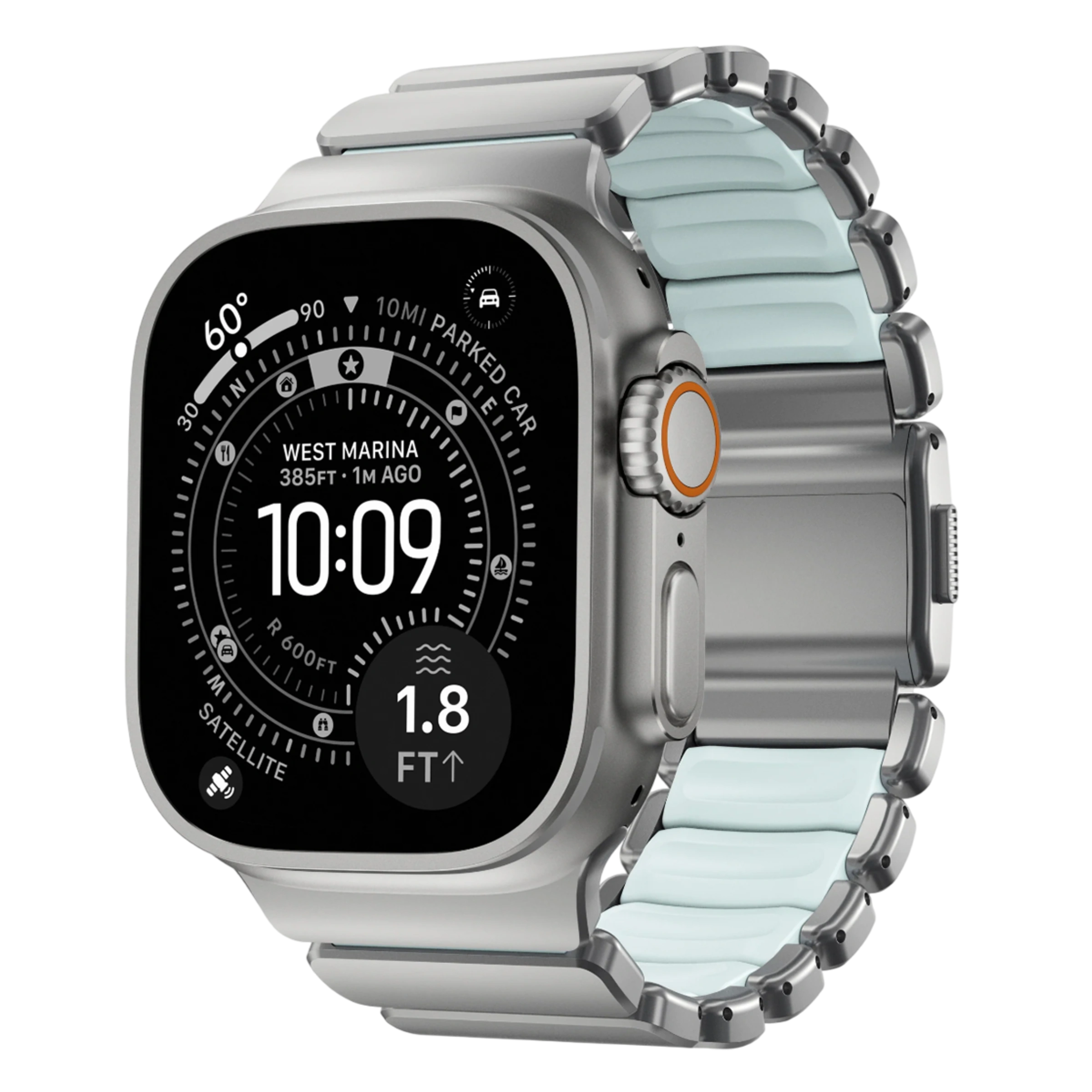 Ремінець Nomad Stratos Band Natural Hardware для Apple Watch 46mm/49mm - Icy Blue Glow (NM009902858)