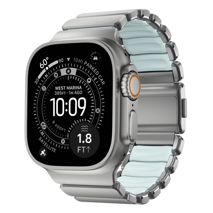 Ремінець Nomad Stratos Band Natural Hardware для Apple Watch 46mm/49mm - Icy Blue Glow (NM009902858)