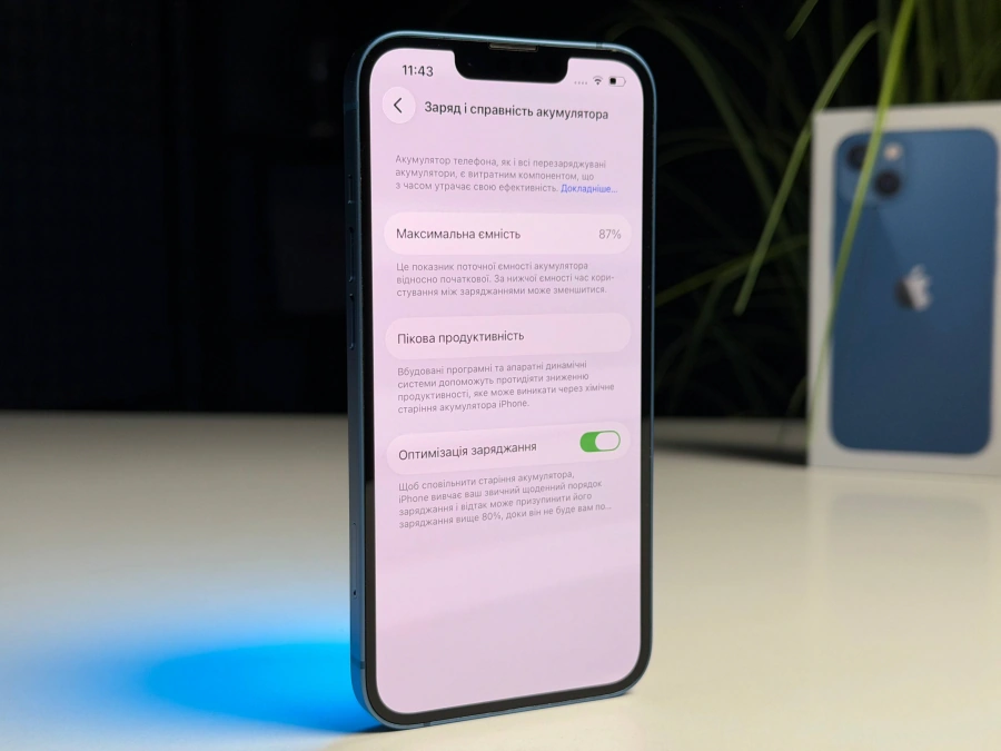ВЖИВАНИЙ Б/У Apple iPhone 13 128GB Blue (MLMT3, MLPK3) - Стан: гарний | Акумулятор: 87% | Комплектація: повний | Гарантія: 3 міс.