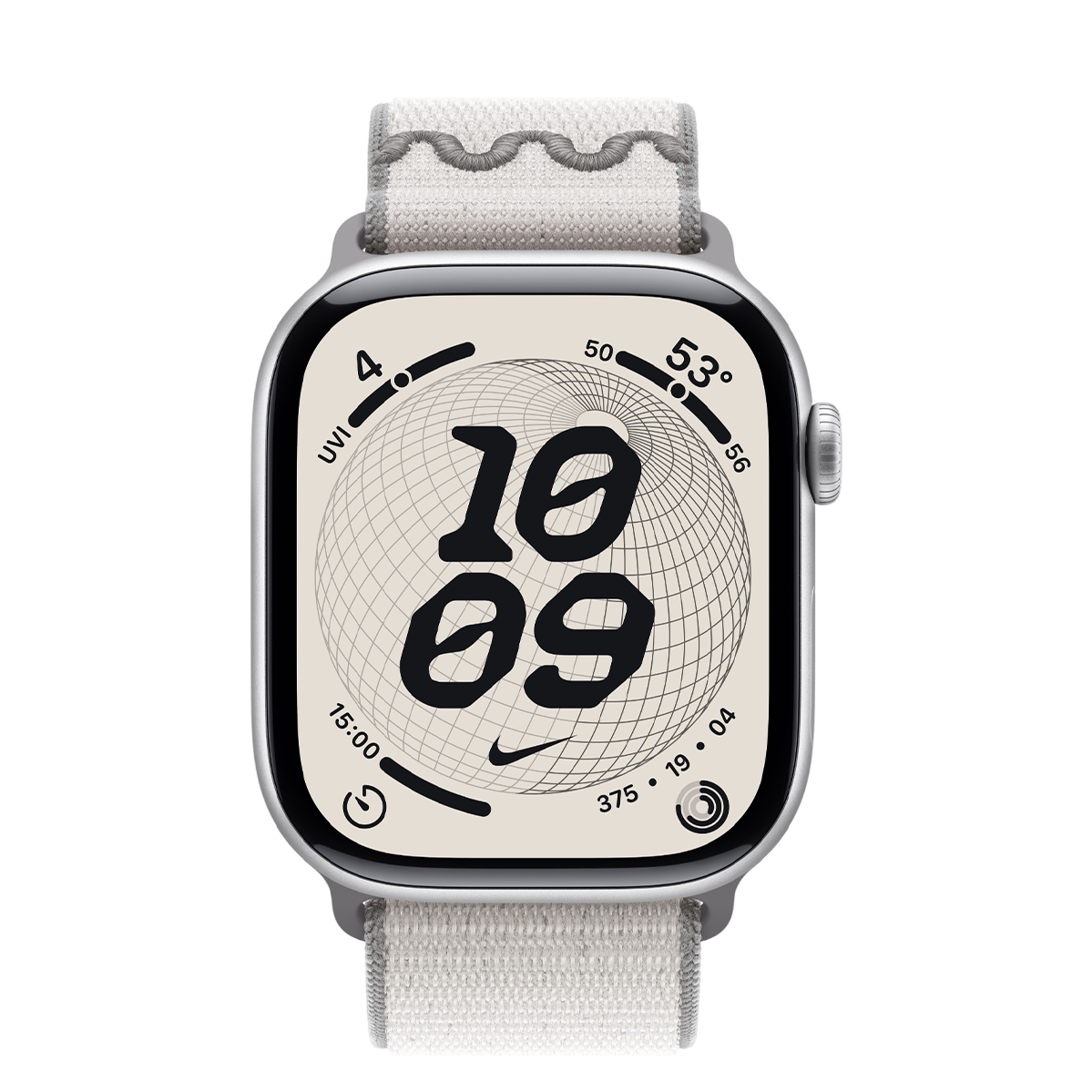 Apple Watch Series 11 GPS 46mm Silver Aluminum Case with Veiled Grey Nike Sport Loop (MEWC4+MGD44)