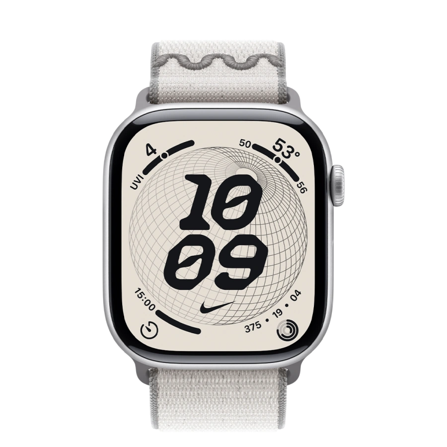 Apple Watch Series 11 GPS 46mm Silver Aluminum Case with Veiled Grey Nike Sport Loop (MEWC4+MGD44)