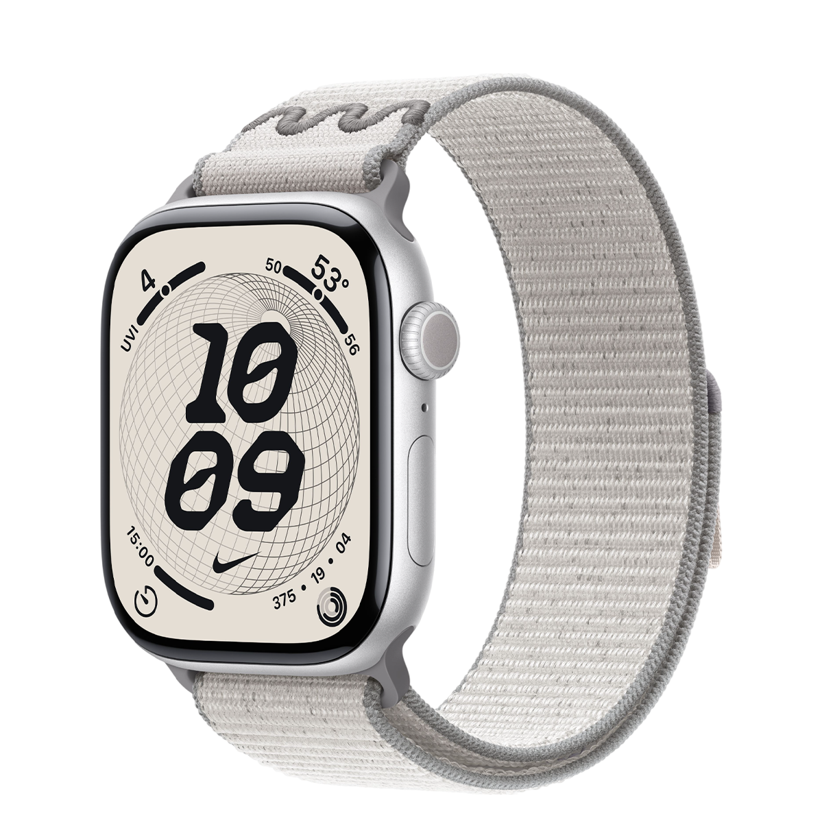 Apple Watch Series 11 GPS 46mm Silver Aluminum Case with Veiled Grey Nike Sport Loop (MEWC4+MGD44)
