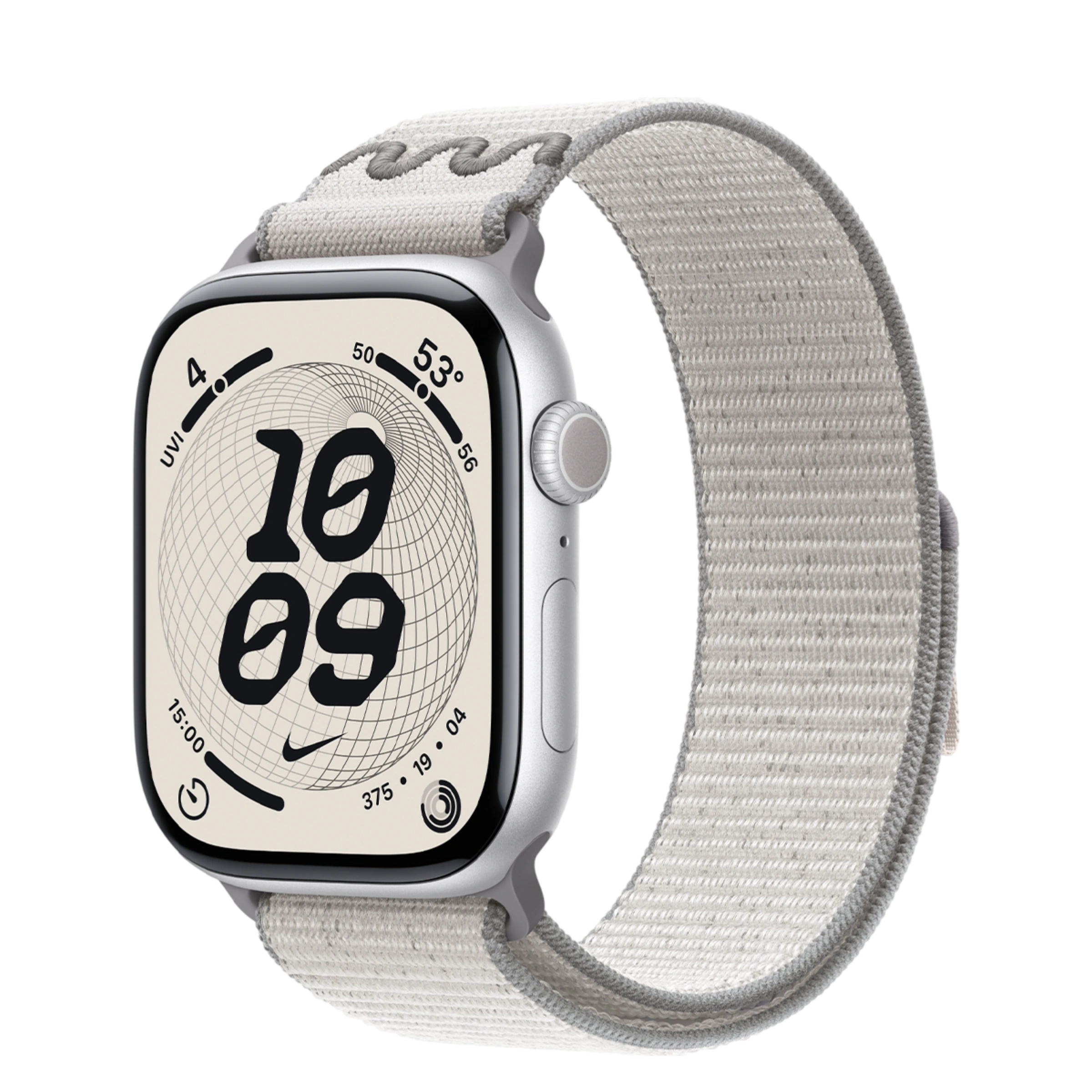 Apple Watch Series 11 GPS 46mm Silver Aluminum Case with Veiled Grey Nike Sport Loop (MEWC4+MGD44)