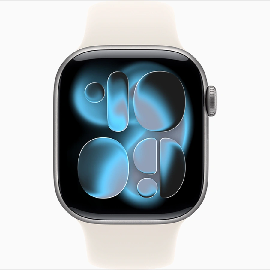 Apple Watch Series 11 GPS + Cellular 42mm Space Gray Aluminum Case with Starlight Sport Band - M/L (MF9C4+MXLM3)