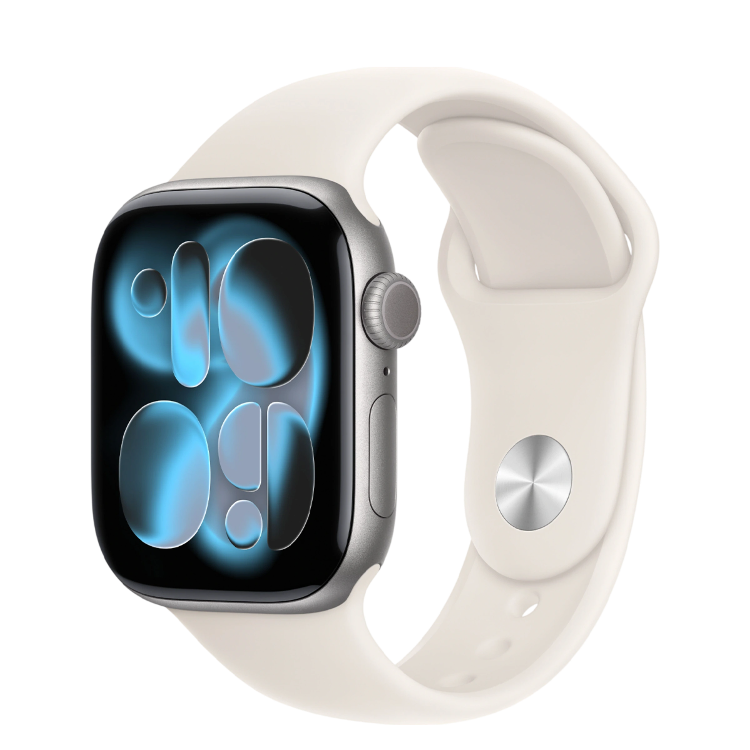 Apple Watch Series 11 GPS + Cellular 42mm Space Gray Aluminum Case with Starlight Sport Band - M/L (MF9C4+MXLM3)