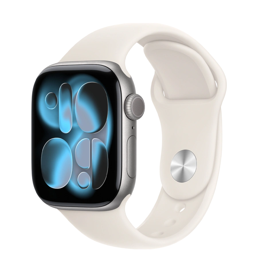 Apple Watch Series 11 GPS + Cellular 42mm Space Gray Aluminum Case with Starlight Sport Band - M/L (MF9C4+MXLM3)