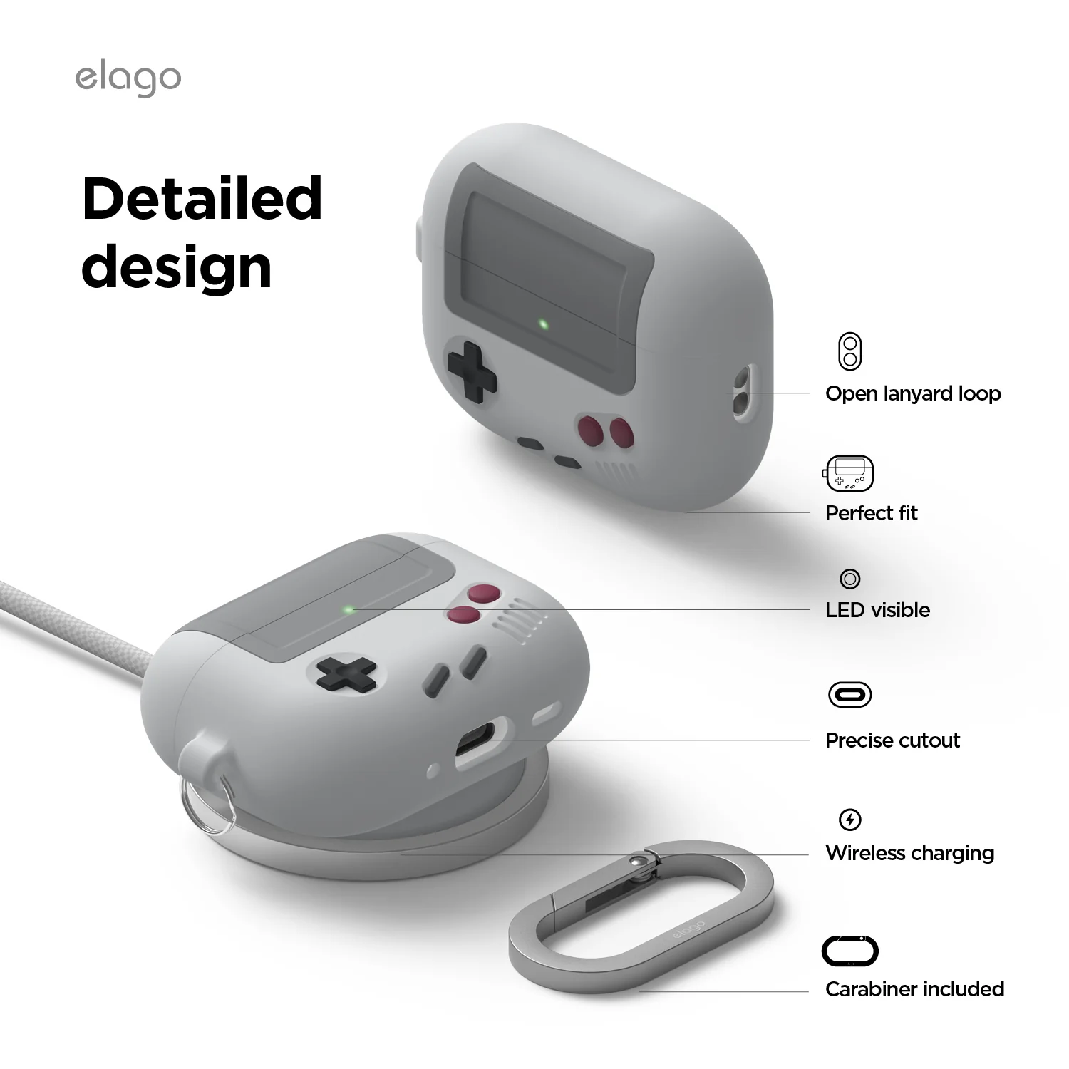 Чехол Elago AW5 Hang Case for Airpods Pro 3rd Gen - Grey (EAPP3AW5-HANG-LGY)