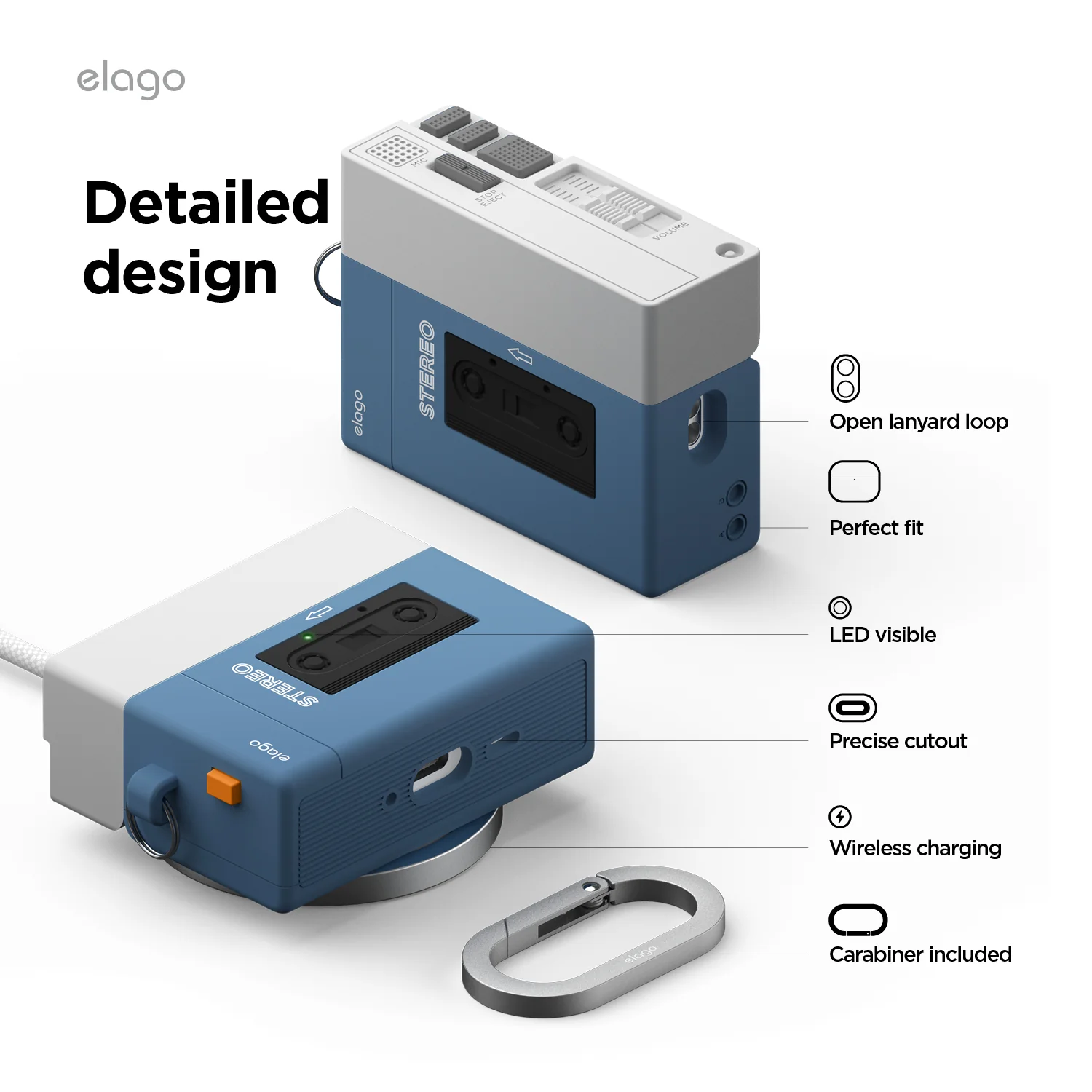 Чехол Elago Cassette Player Hang Case for AirPods Pro 3rd Gen - Blue (EAPP3CST-HANG-BL)