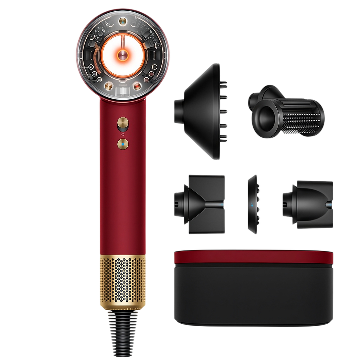 Фен для волосся Dyson Supersonic HD16 Nural Hair Dryer Straight+Wavy - Red Velvet/Gold (493117-01) EU