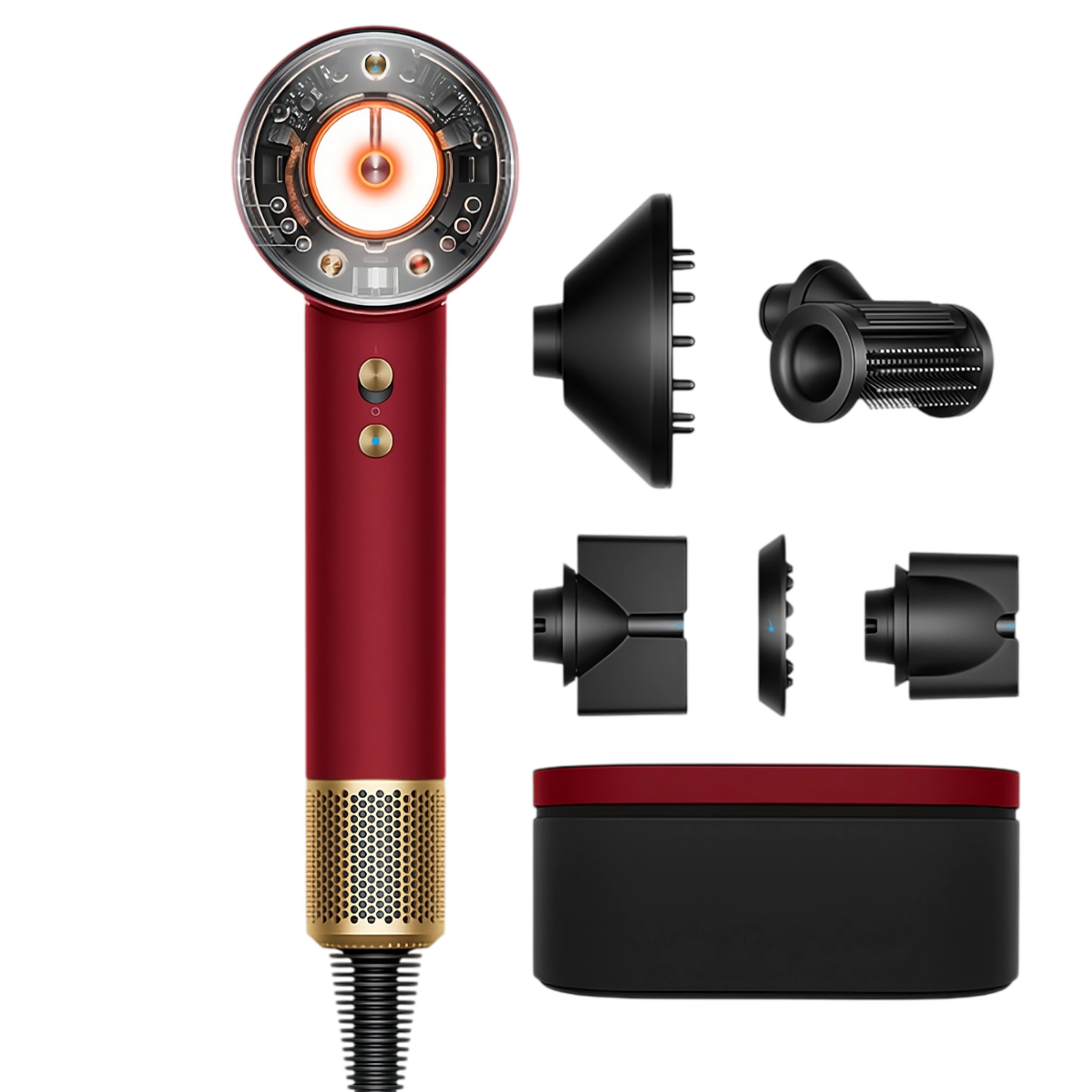 Фен для волос Dyson Supersonic HD16 Nural Hair Dryer Straight+Wavy - Red Velvet/Gold (493117-01) EU