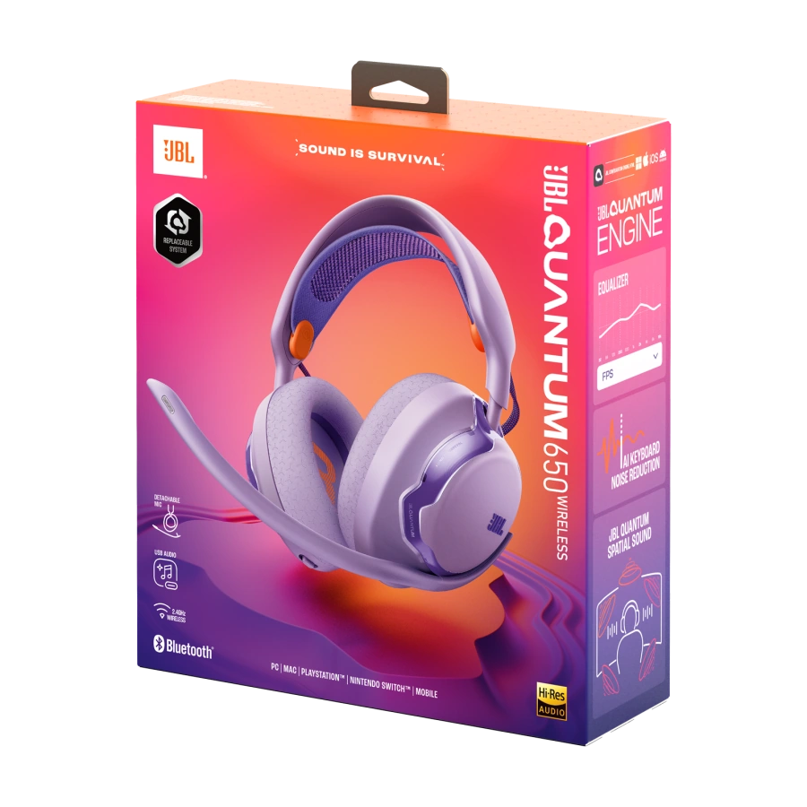 Ігрові бездротові навушники JBL Quantum 650 Wireless Over-ear Gaming Headset - Purple (JBLQTUM650PUR)