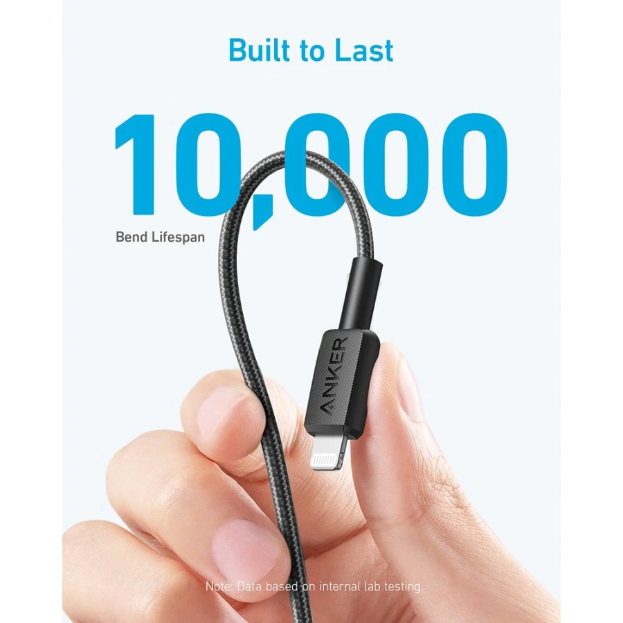 Кабель Anker 322 USB-C to Lightning Cable 0.9m - Black (A81B5H11, A81B5G11)