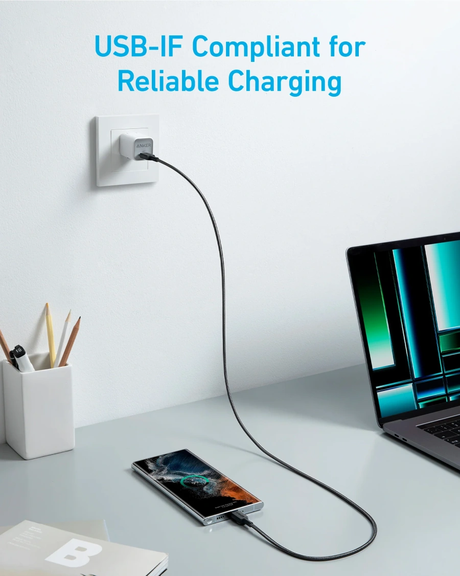 Кабель Anker 322 USB-C to USB-C Cable 1.8m - Black (A81F6G11)