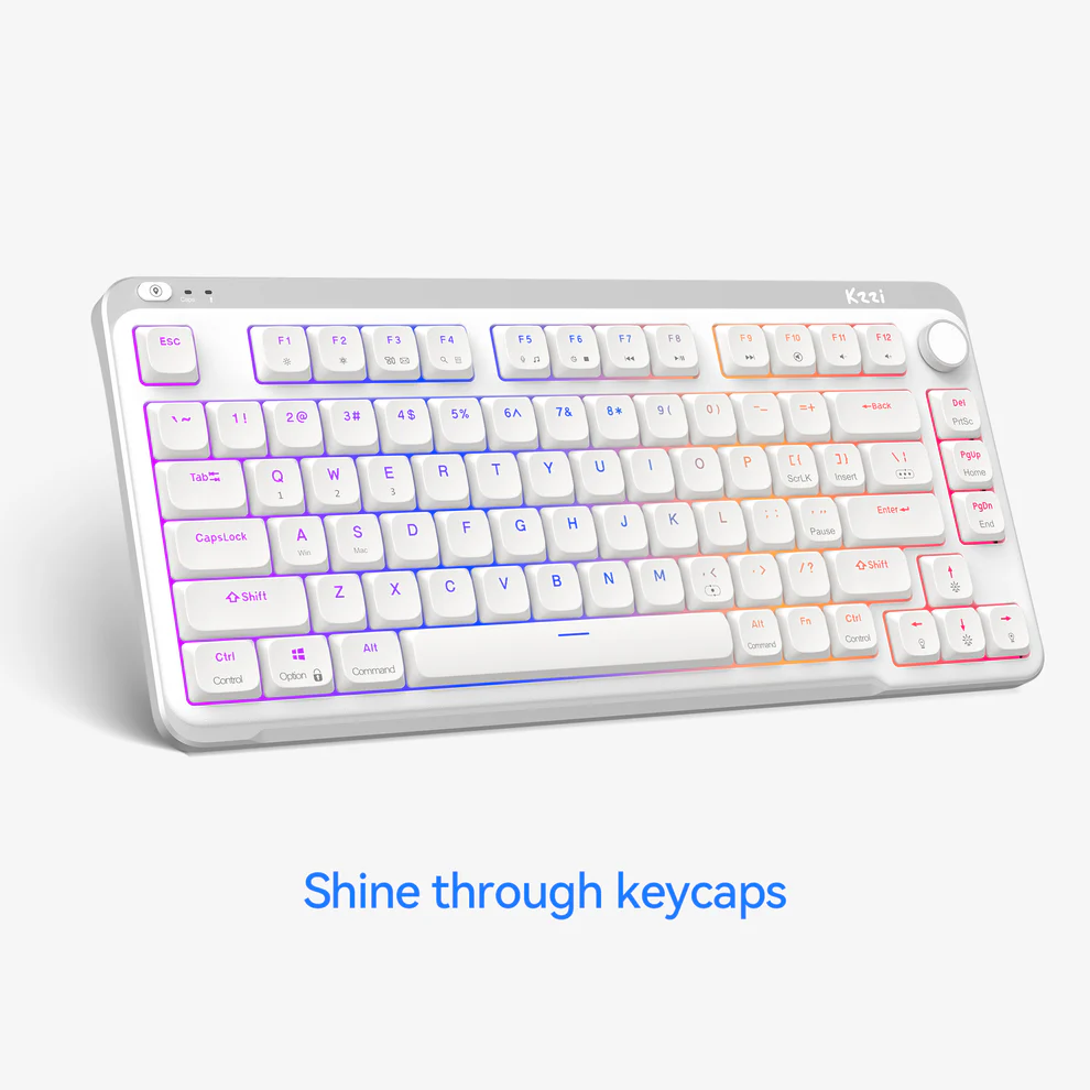 Клавіатура Kzzi I75 Low Profile Mechanical Wireless Keyboard [Red Switch] - Pink (6977534870567)