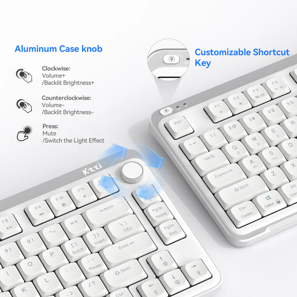 Клавіатура Kzzi I75 Low Profile Mechanical Wireless Keyboard [Red Switch] - Pink (6977534870567)