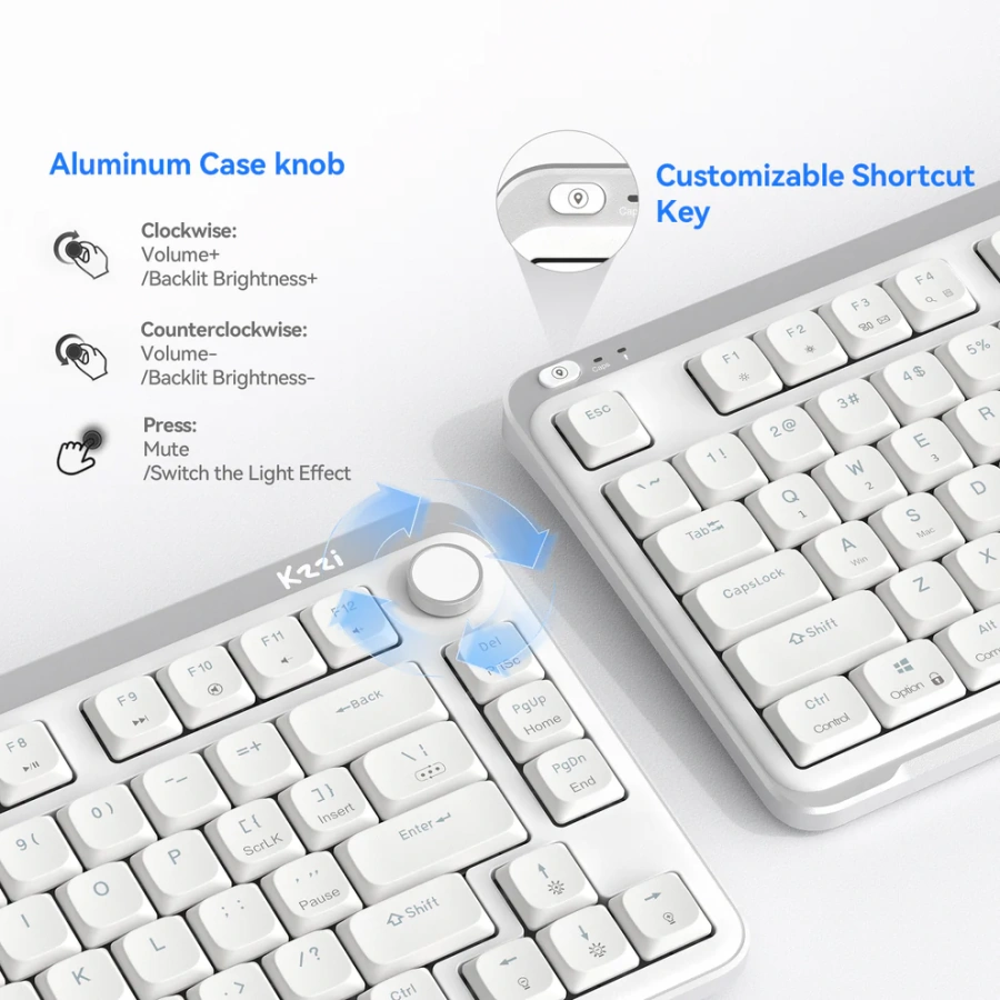 Клавіатура Kzzi I75 Low Profile Mechanical Wireless Keyboard [Red Switch] - Grey (6977534870635)