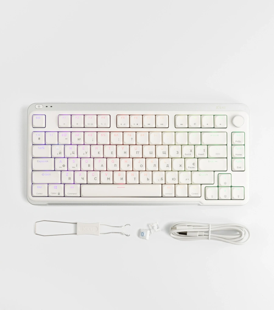 Клавіатура Kzzi I75 Low Profile Mechanical Wireless Keyboard [Red Switch] - Grey (6977534870635)