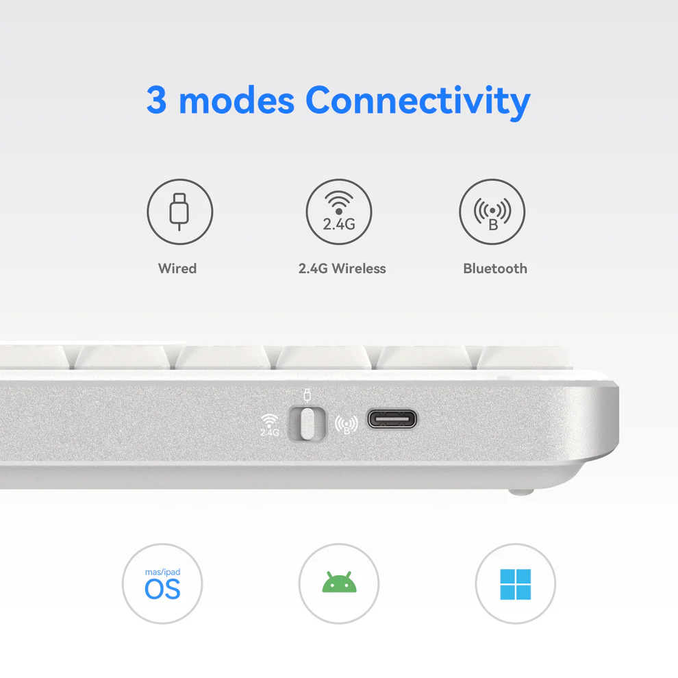 Клавіатура Kzzi I75 Low Profile Mechanical Wireless Keyboard [Red Switch] - Pink (6977534870567)