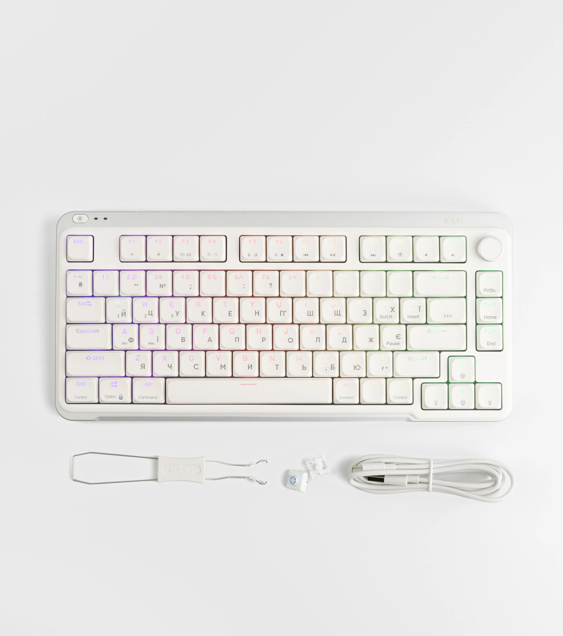 Клавіатура Kzzi I75 Low Profile Mechanical Wireless Keyboard [Red Switch] - Pink (6977534870567)