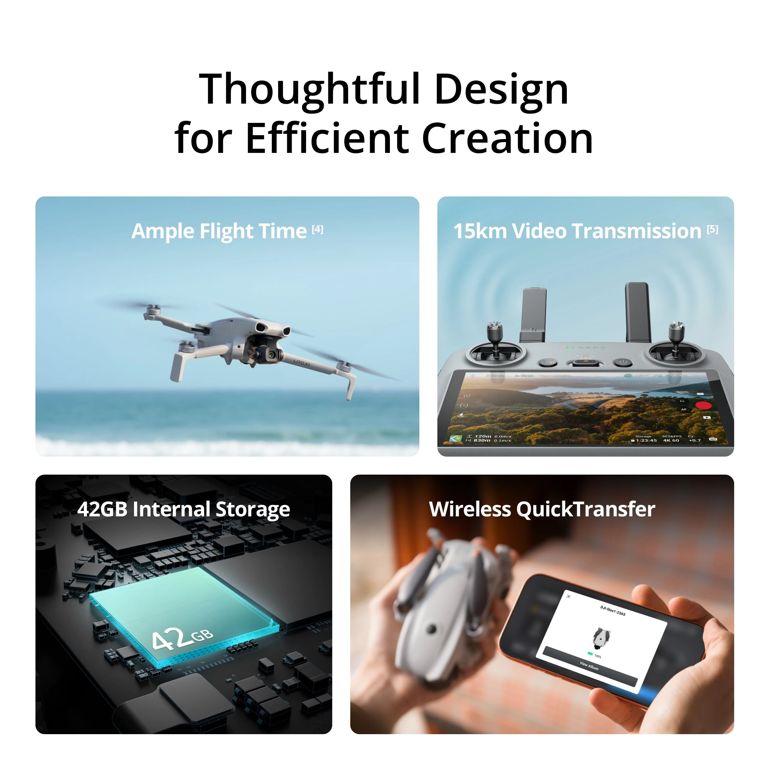 Квадрокоптер DJI Lito X1 Fly More Combo Plus [DJI RC 2]