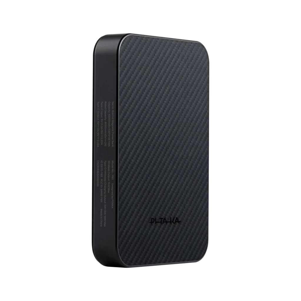 Магнитный павербанк Pitaka Aramid Fiber Magnetic Power Bank Qi2 10000mAh - Black/Grey [Twill] (PBQ2501)