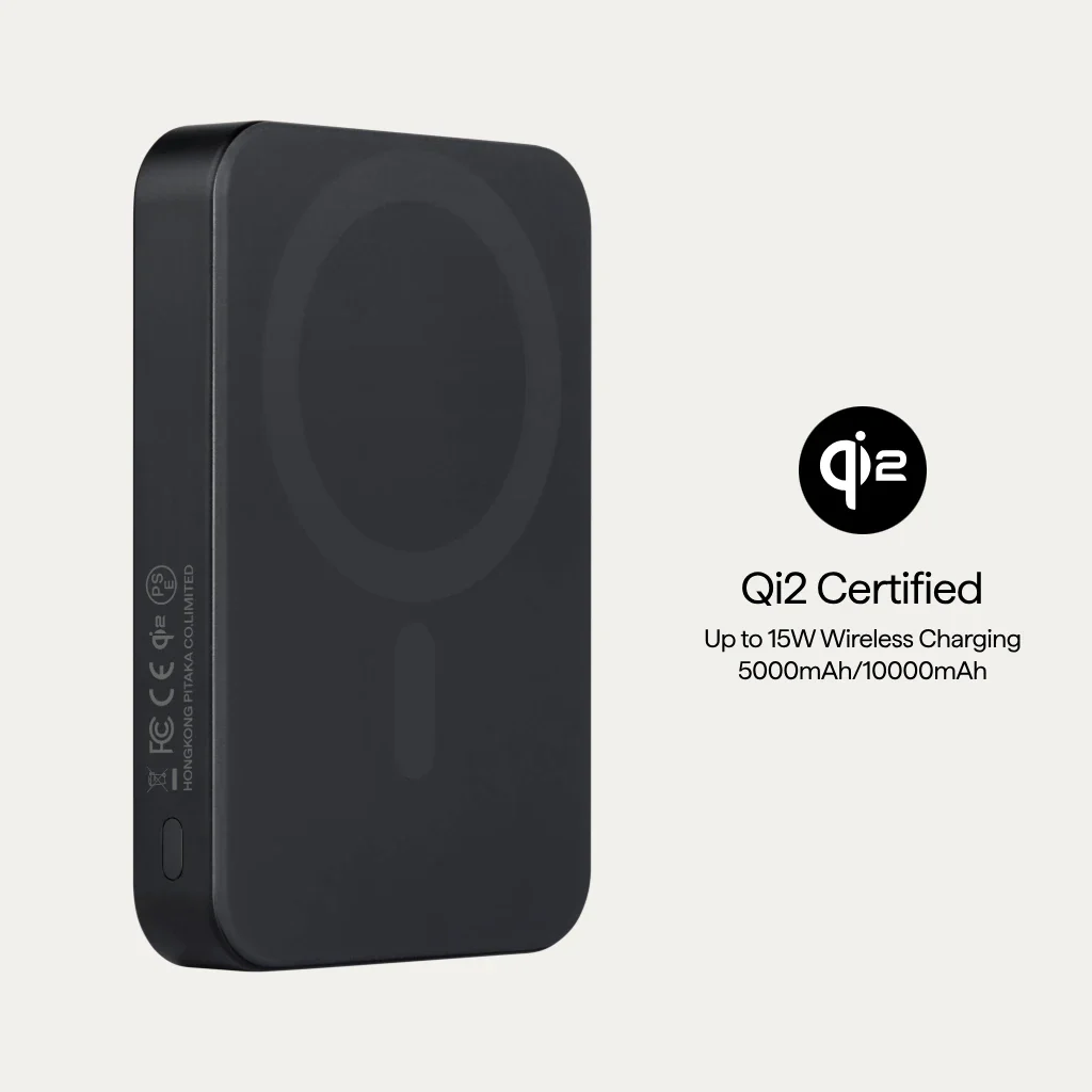 Магнитный павербанк Pitaka Aramid Fiber Magnetic Power Bank Qi2 10000mAh - Black/Grey [Twill] (PBQ2501)