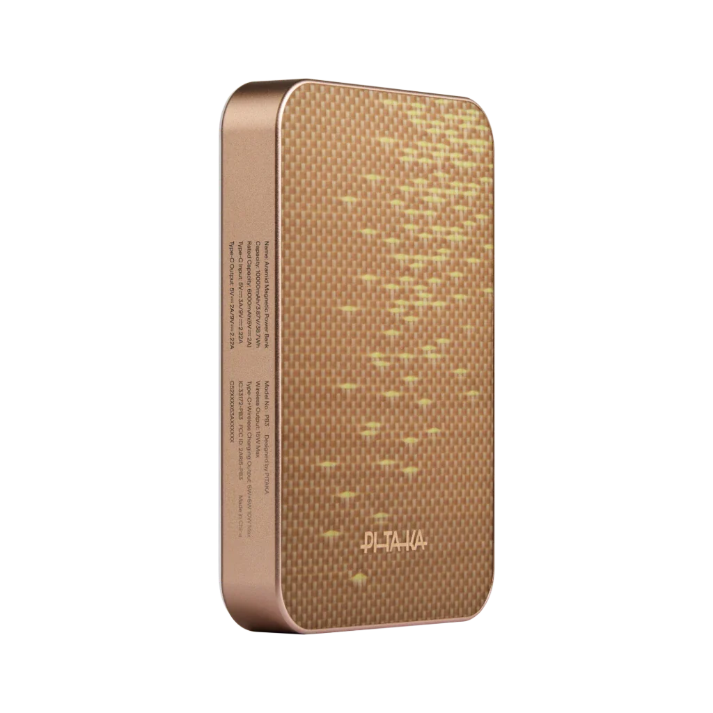 Магнитный павербанк Pitaka Aramid Fiber Magnetic Power Bank Qi2 10000mAh - Golden Glint