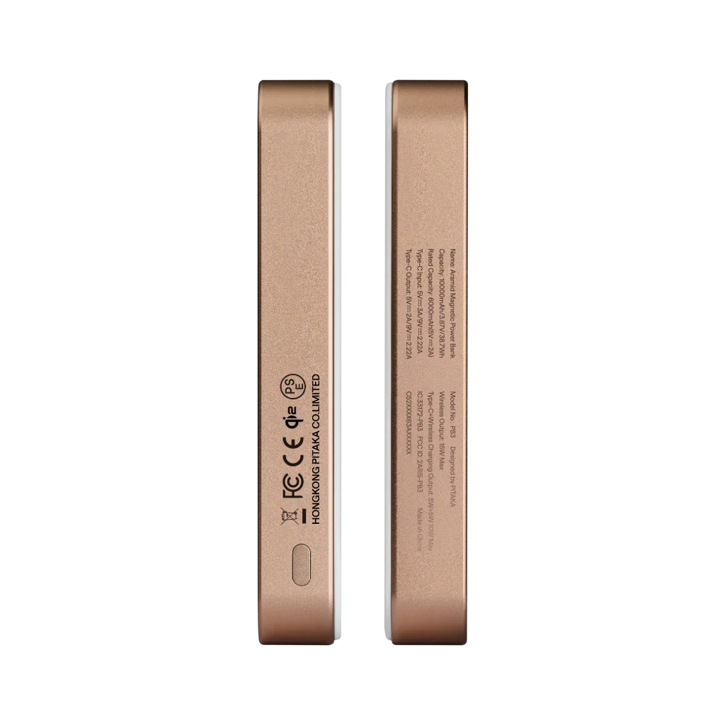 Магнитный павербанк Pitaka Aramid Fiber Magnetic Power Bank Qi2 10000mAh - Golden Glint