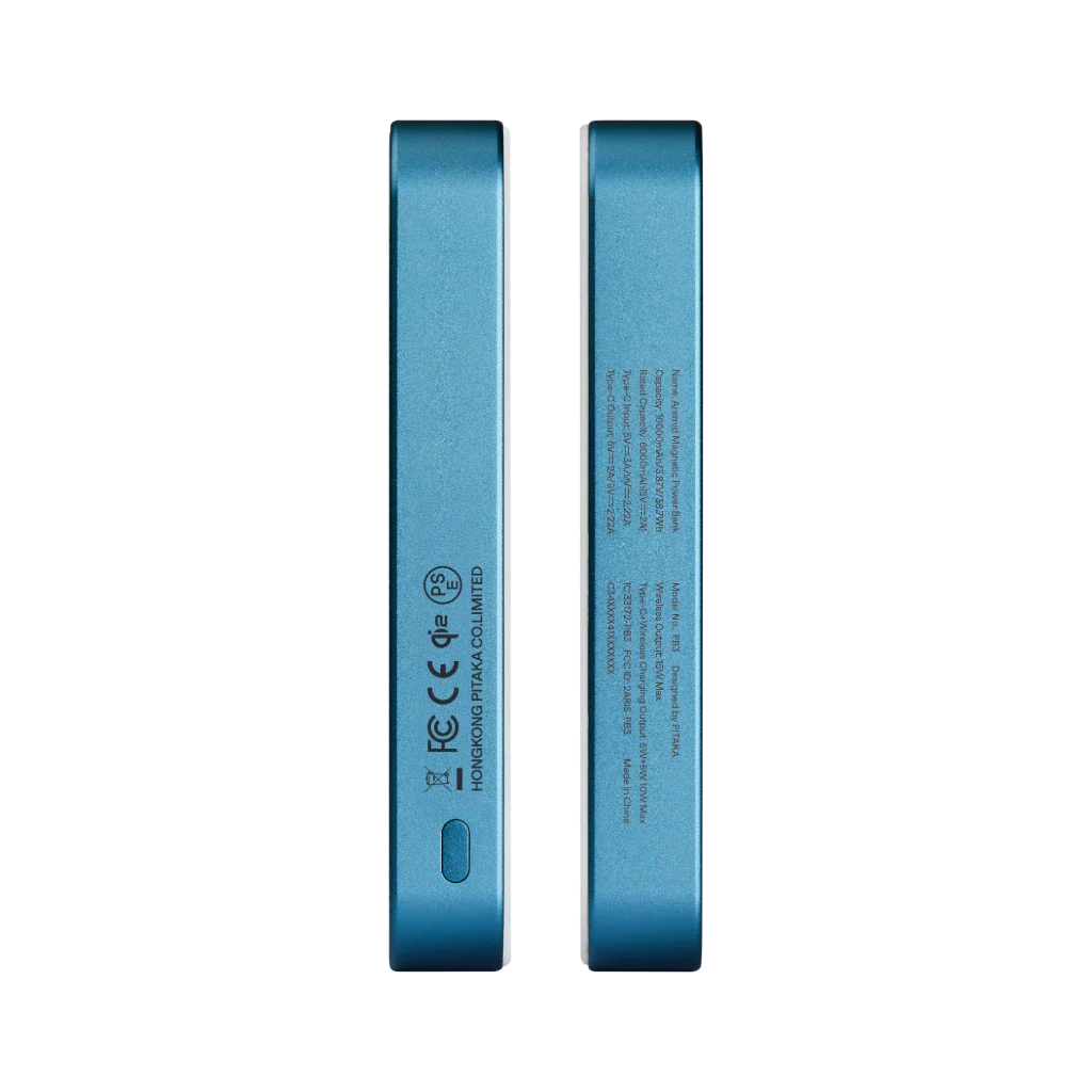 Магнитный павербанк Pitaka Aramid Fiber Magnetic Power Bank Qi2 10000mAh - Lucid Blue