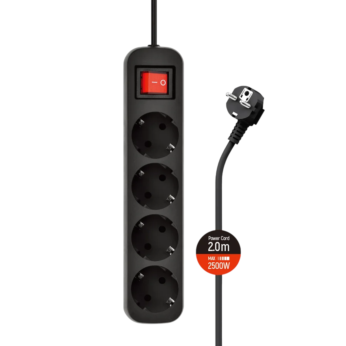 Сетевой фильтр-удлинитель ColorWay 4 розетки/2M (CW-PSEA42BK)