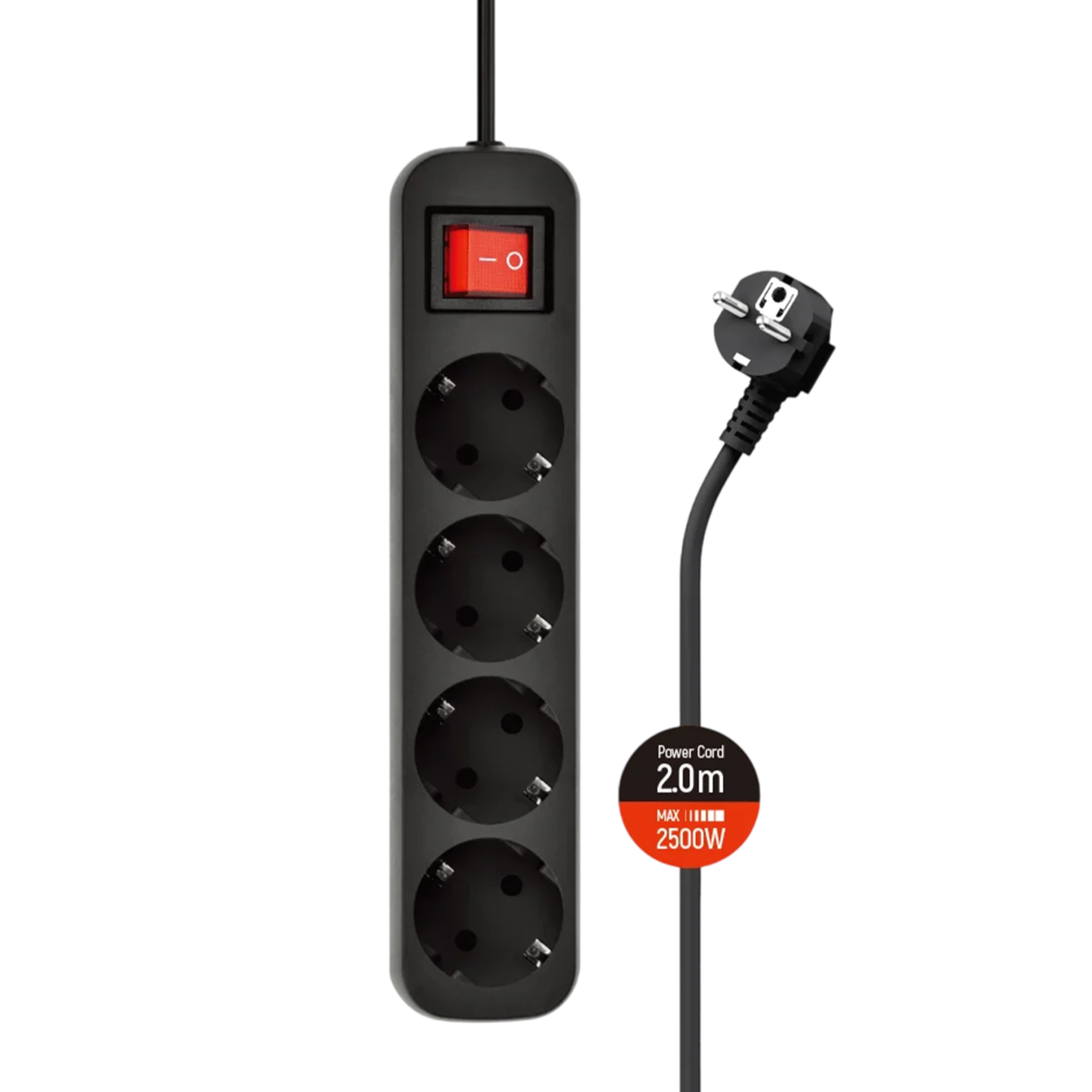 Сетевой фильтр-удлинитель ColorWay 4 розетки/2M (CW-PSEA42BK)