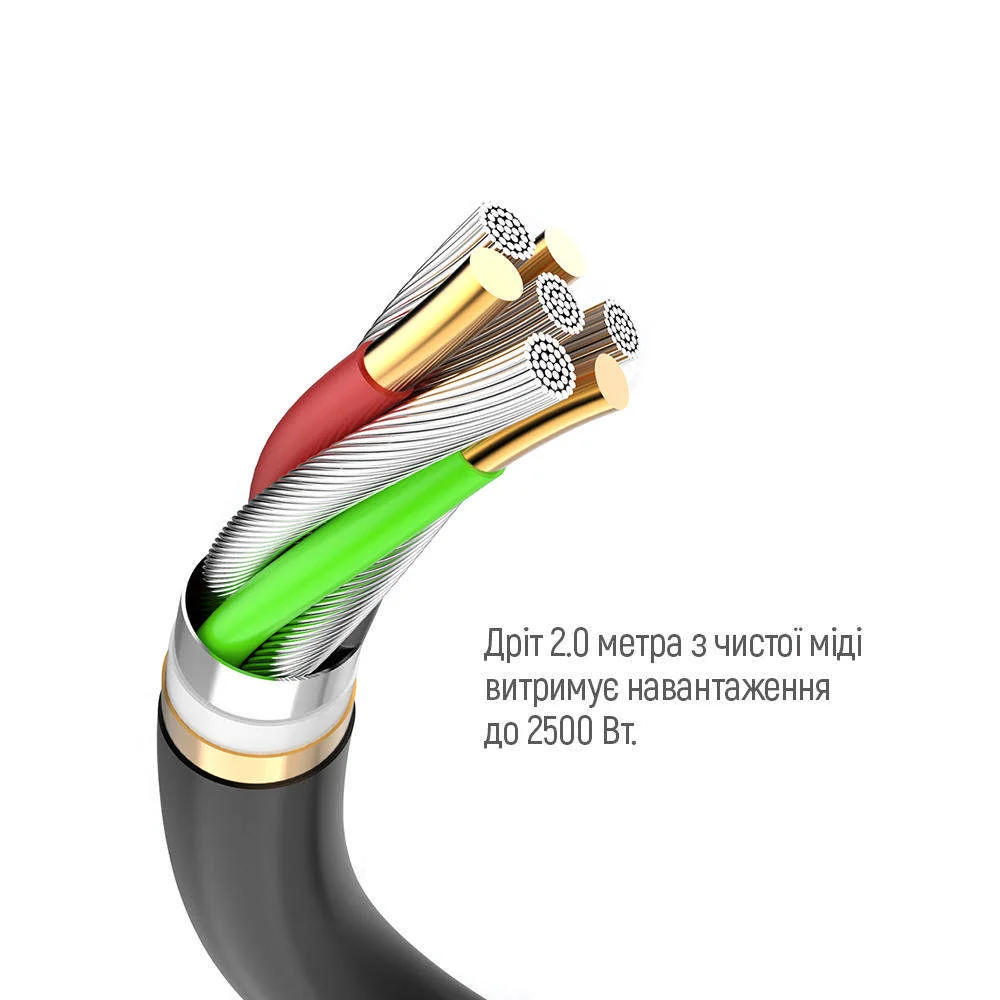 Сетевой фильтр-удлинитель ColorWay 4 розетки/4USB Type-C PD20W + 3USB QC3.0 45W Black 2M (CW-CHE44PDB)