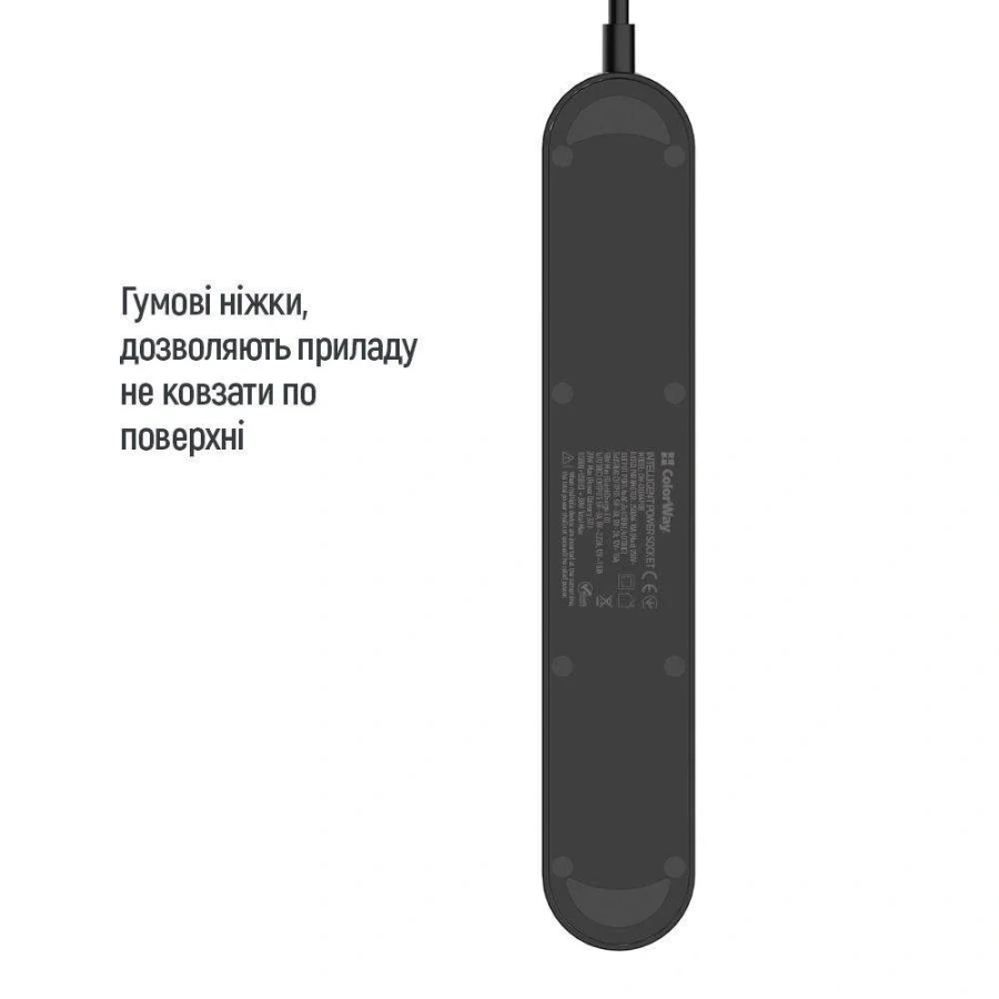 Мережевий фільтр-подовжувач ColorWay 4 розетки/4USB Type-C PD20W + 3USB QC3.0 45W Black 2M (CW-CHE44PDB)