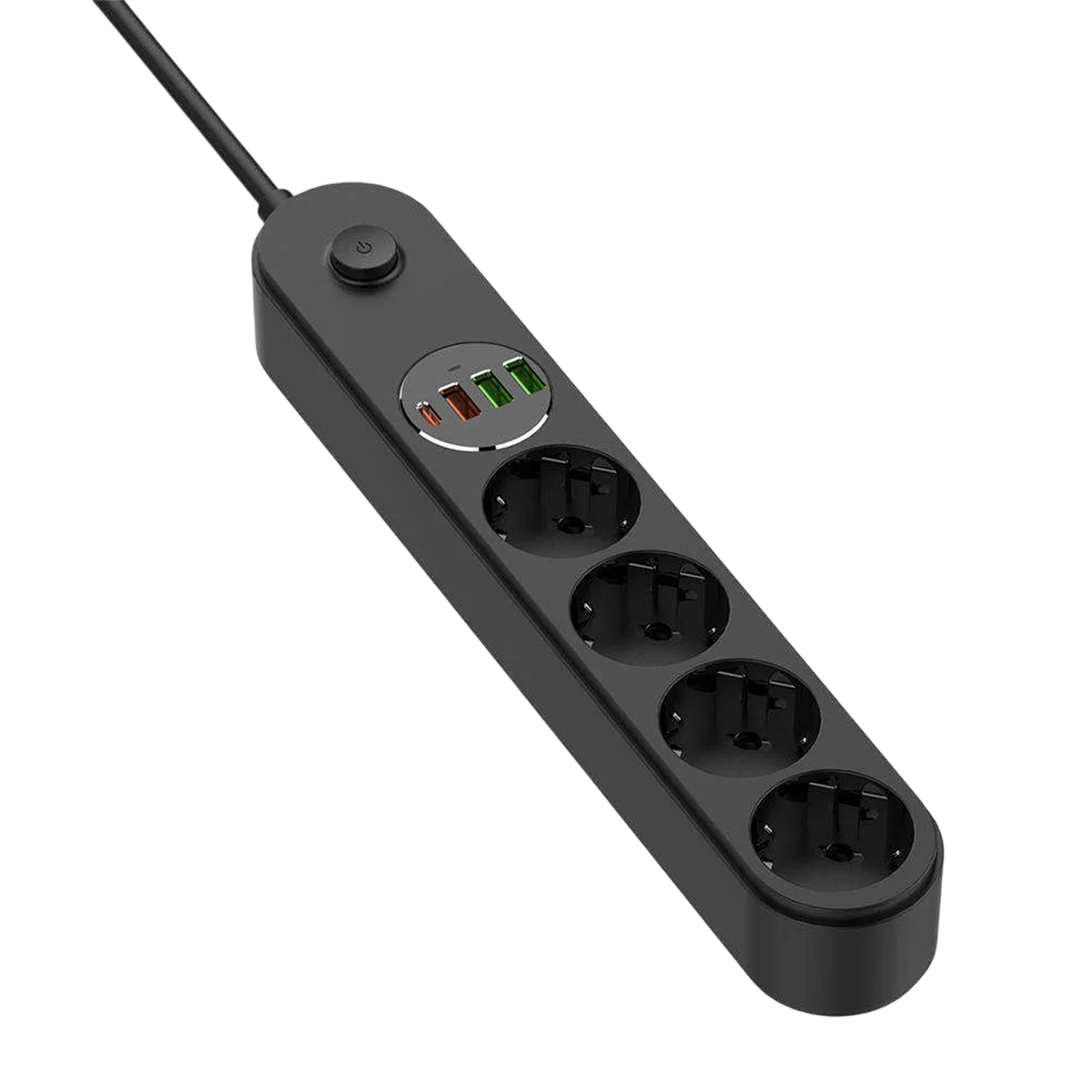 Сетевой фильтр-удлинитель ColorWay 4 розетки/4USB Type-C PD20W + 3USB QC3.0 45W Black 2M (CW-CHE44PDB)