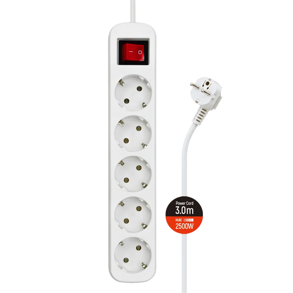 Сетевой фильтр-удлинитель ColorWay 5 розеток/3M (CW-PSEA53W)