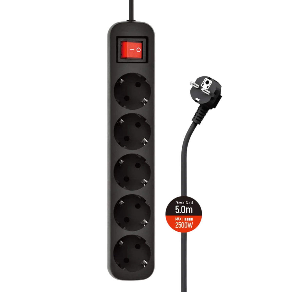 Сетевой фильтр-удлинитель ColorWay 5 розеток/5M (CW-PSEA55BK)