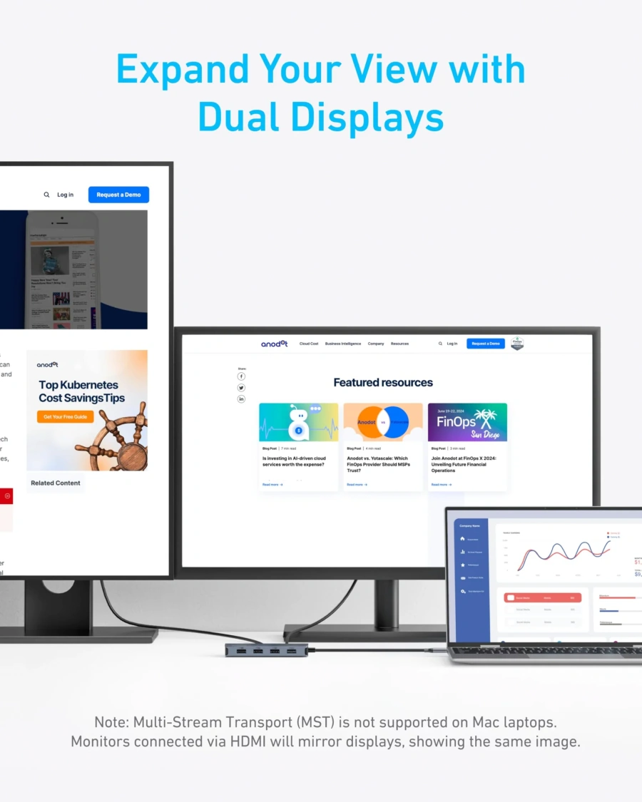 Мультипортовий адаптер Anker USB-C Hub 7-in-1, Dual Display (A83740A2)
