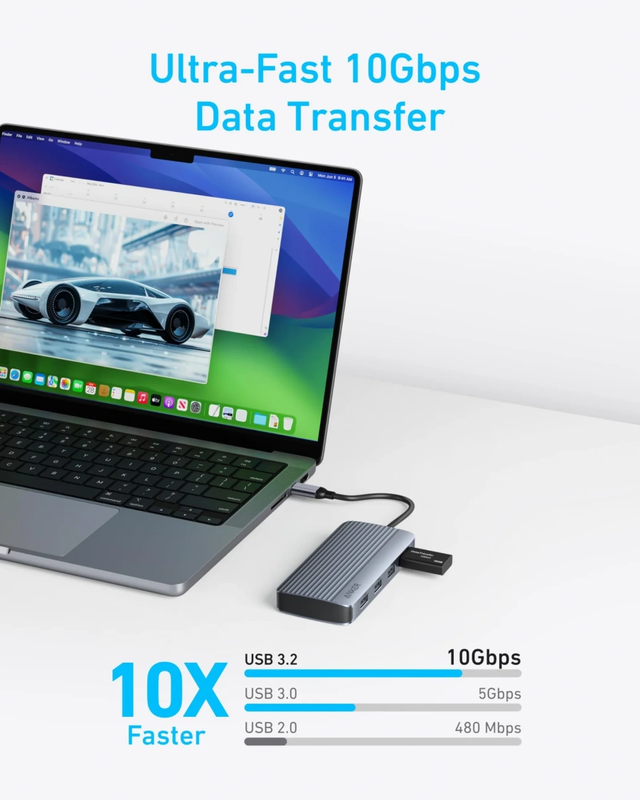 Мультипортовий адаптер Anker USB-C Hub 7-in-1, Dual Display (A83740A2)