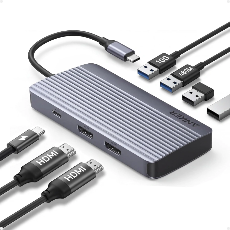 Мультипортовий адаптер Anker USB-C Hub 7-in-1, Dual Display (A83740A2)