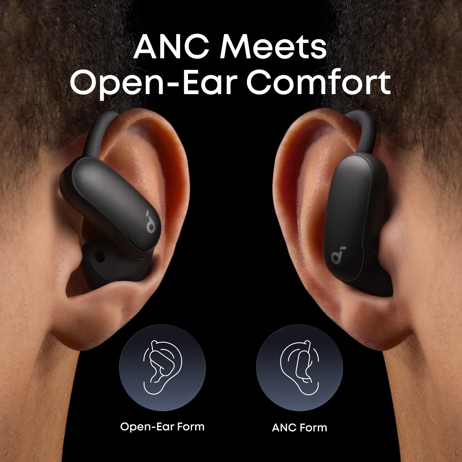 Навушники Anker SoundCore AeroFit 2 Pro Dual-Form Earbuds with Open-Ear - Matte Black (A3875B)