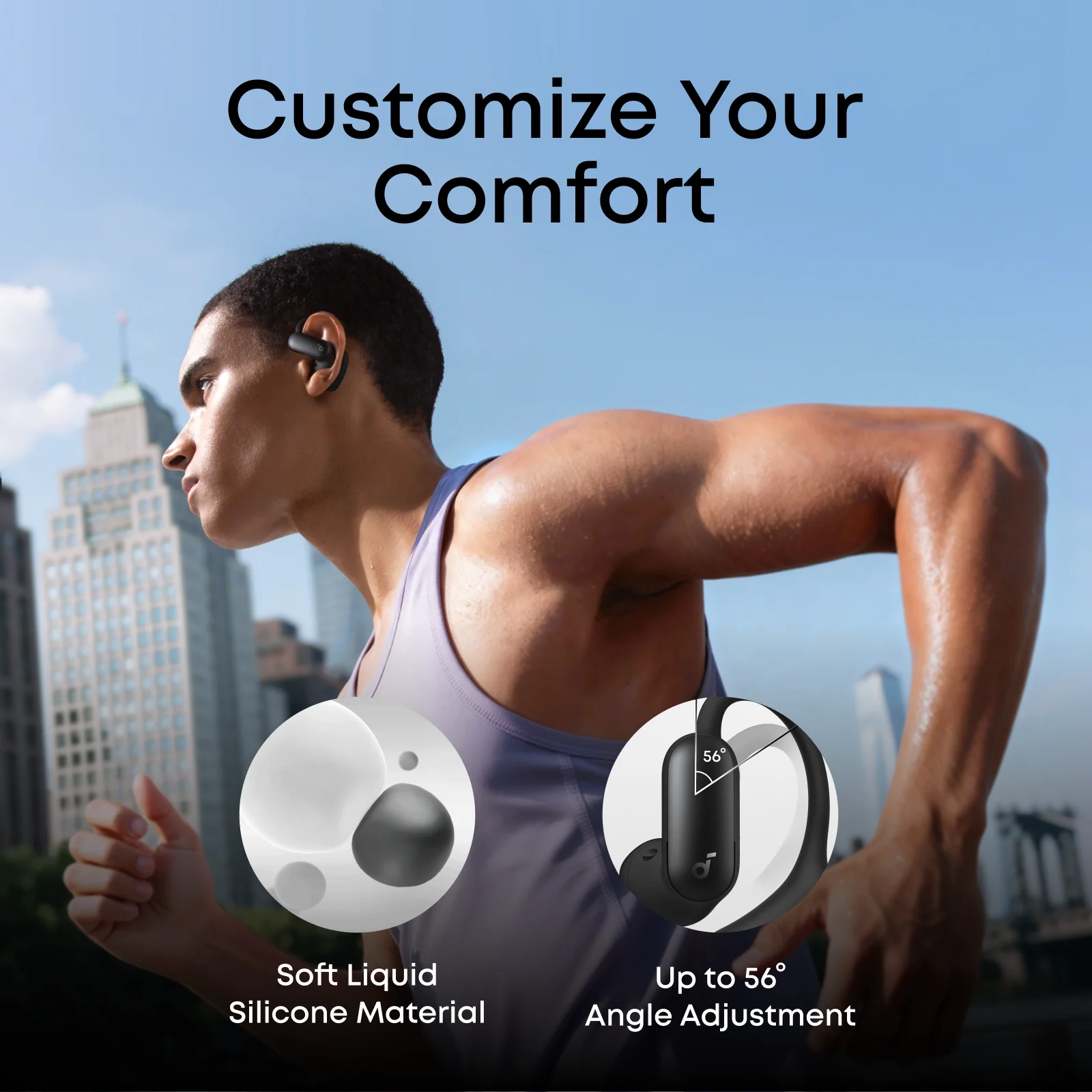 Навушники Anker SoundCore AeroFit 2 Pro Dual-Form Earbuds with Open-Ear - Matte Black (A3875B)