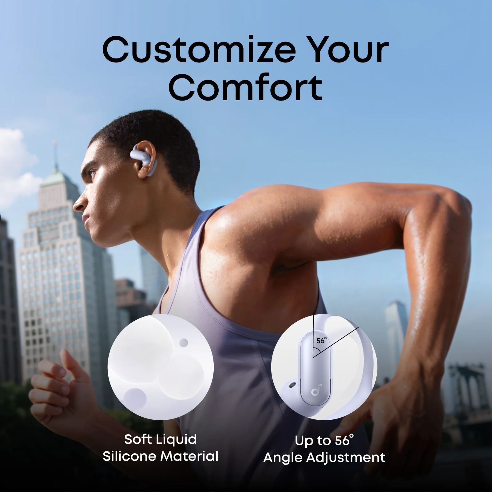 Навушники Anker SoundCore AeroFit 2 Pro Dual-Form Earbuds with Open-Ear - Matte Purple (A3875P)