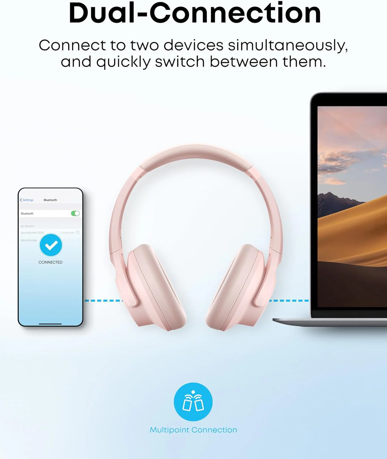 Наушники Anker SoundCore Q20i - Pink (A3004G52)