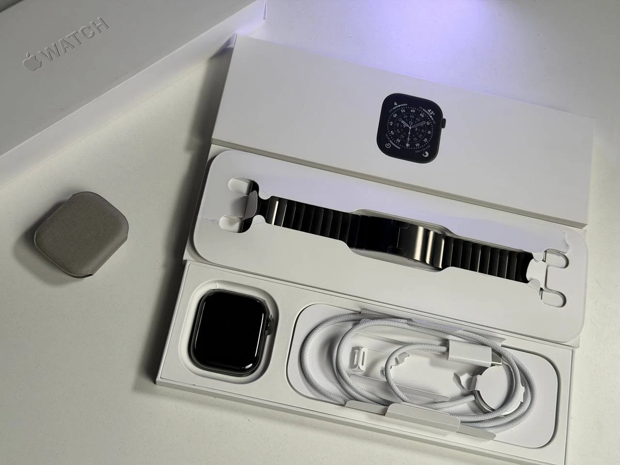 OPEN BOX Apple Watch Series 11 GPS + Cellular 46mm Slate Titanium Case with Slate Link Bracelet (MFC14+MXMK3) - Состояние: новый | Аккумулятор: 100% | Комплектация: полный | Гарантия: 12 мес.