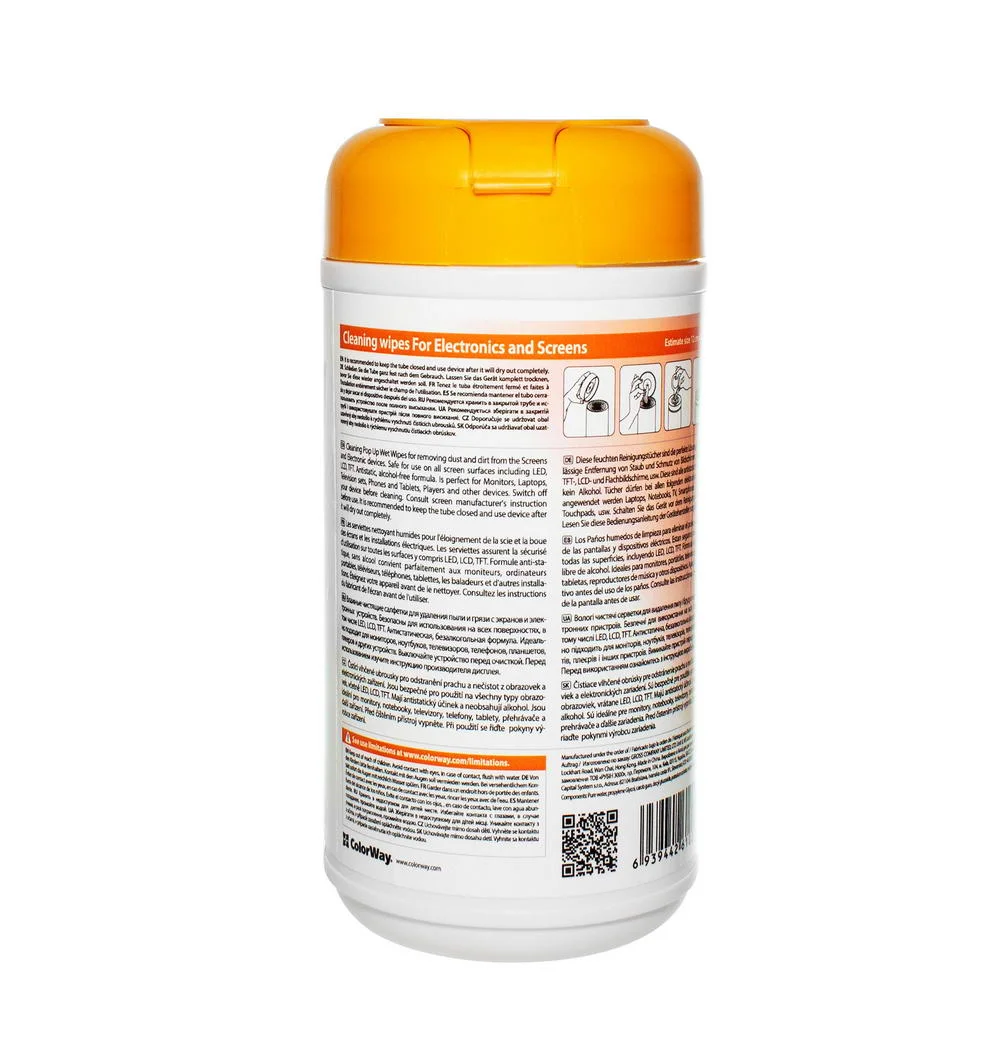 Серветки ColorWay для очищення ноутбуків, моніторів 100шт. (CW-1071)