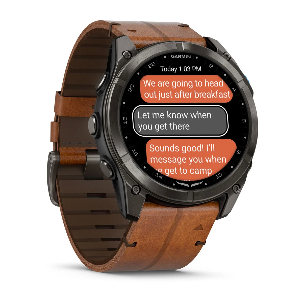 Смарт-часы Garmin D2 Mach 2 Pro 51 mm AMOLED - Carbon Gray DLC Titanium with Chestnut Leather Band (010-03199-50)